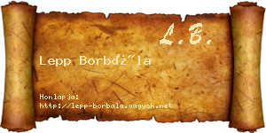 Lepp Borbála névjegykártya